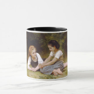Taza Las avellanas: jóvenes muchachas recogiendo avella