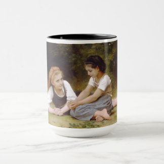Taza Las avellanas: jóvenes muchachas recogiendo avella