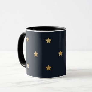 Taza Las estrellas doradas en negro de medianoche