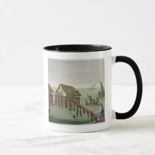 Taza Las habitaciones de la tribu de Papu, Rawak,