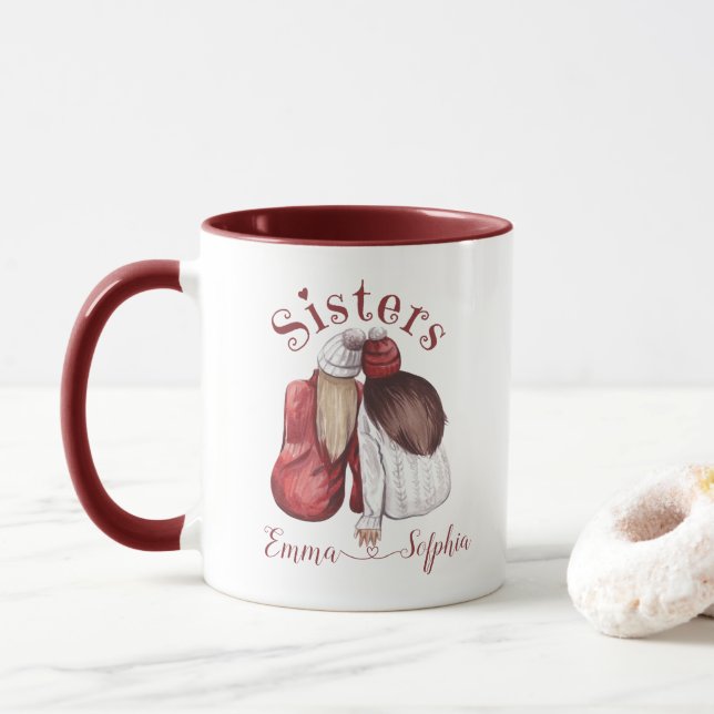 Taza Las hermanas adoran a los hermanos coincidentes (Con donut)