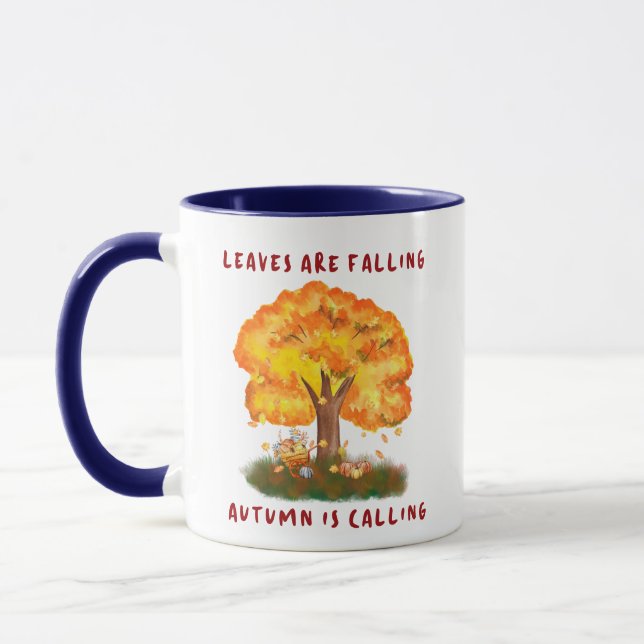 Taza Las hojas caen otoño llama a 11oz Mug (Izquierda)