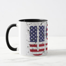 Taza Las iniciales de la bandera estadounidense patriót