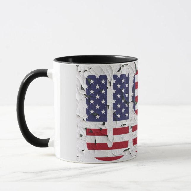 Taza Las iniciales de la bandera estadounidense patriót (Izquierda)