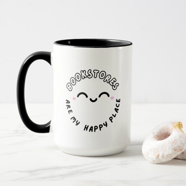 Taza "Las librerías son mi lugar feliz" Diseño (Con donut)