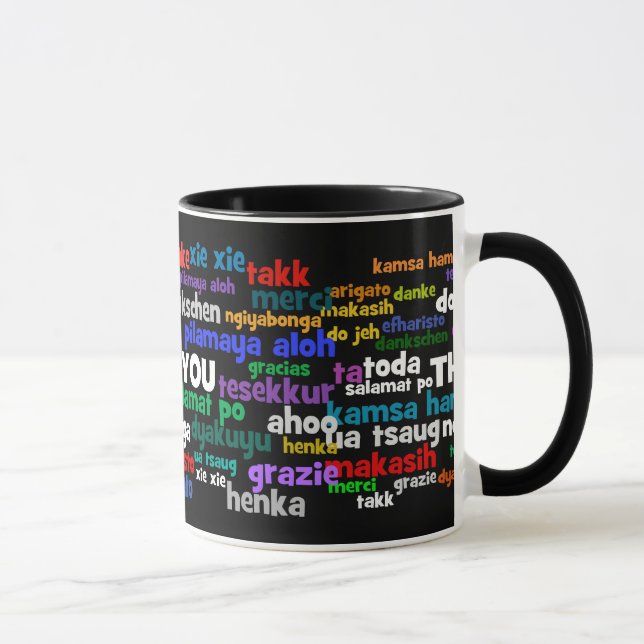 Taza Las maneras múltiples de decir le agradecen en (Derecha)