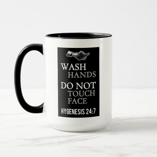 Taza Las manos lavadas no tocan la cita de la Biblia ca (Izquierda)