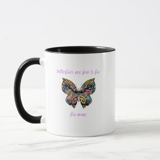 Taza Las mariposas son libres de volar, volar lejos (Izquierda)