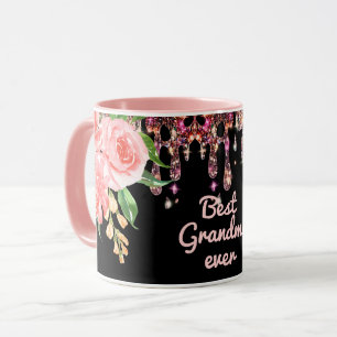 Taza Las mejores perforaciones de Purpurina floral acua