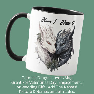 Taza Las parejas nombran dragones blancos y negros para