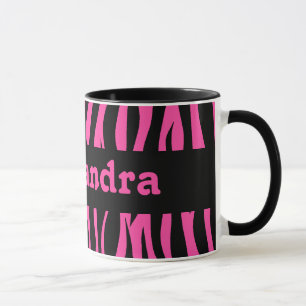 Taza Las rayas de la cebra de las rosas fuertes