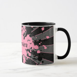 Taza Las salpicaduras rosadas femeninas de la pintura