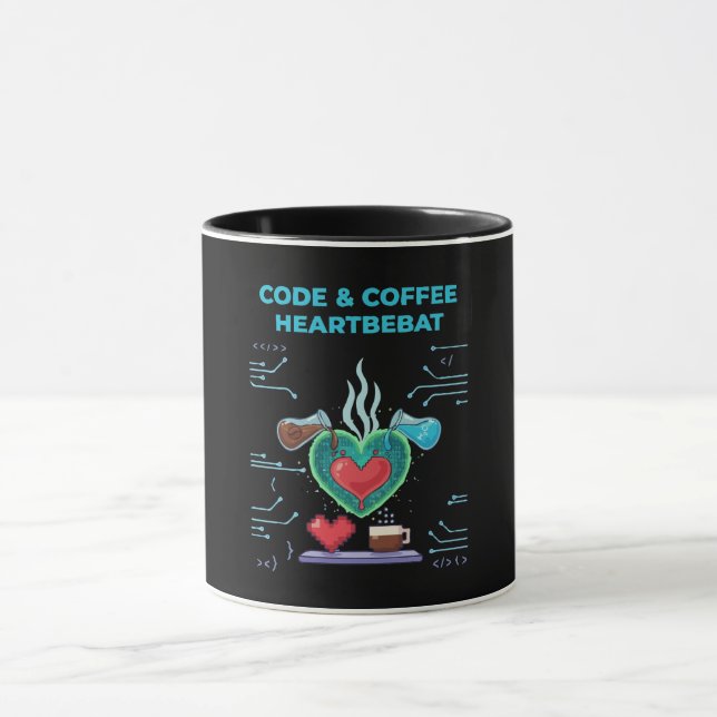 Taza Latido de Código y Café | Geek divertido programad (Centro)