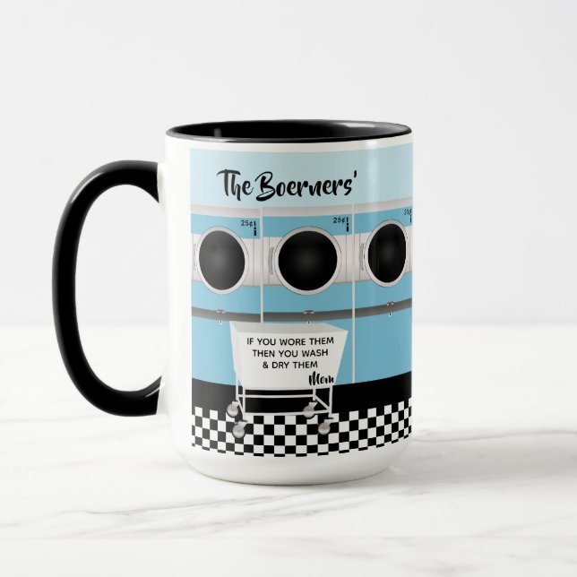 Taza Lavandería De Autoservicio Retro Que Hacen El Trab (Izquierda)