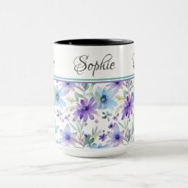Taza Lavender Blue Floral Mug