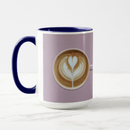 Taza Lavender Latte Coffee Art Heart Combo Mug