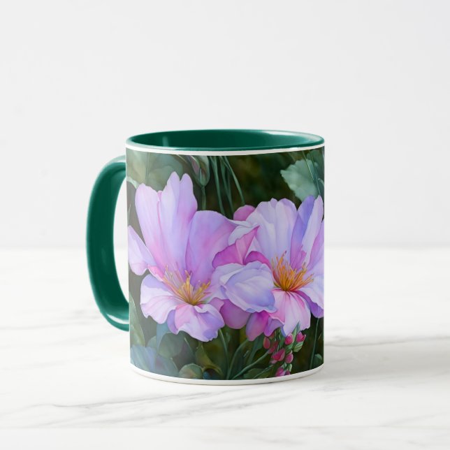 Taza Lavender Purple Flowe Floral Art Mug Cup (Anverso izquierdo)