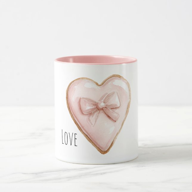 Taza Lazo de Corazón Rosa Sonrojo (Centro)