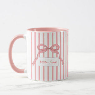 Taza Lazo de Monograma con Raya Rosa