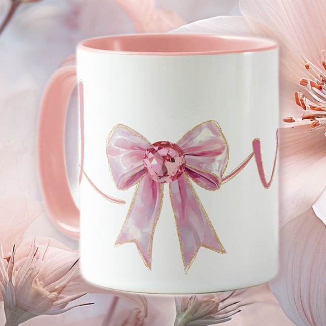 Taza Lazo rosa de San Valentín (Subido por el creador)