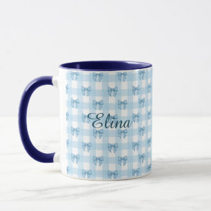 Taza Lazos azules claros personalizados y Coquette de g