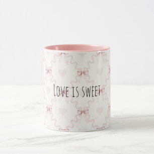 Taza Lazos Rosados Corazones Dulce Amor