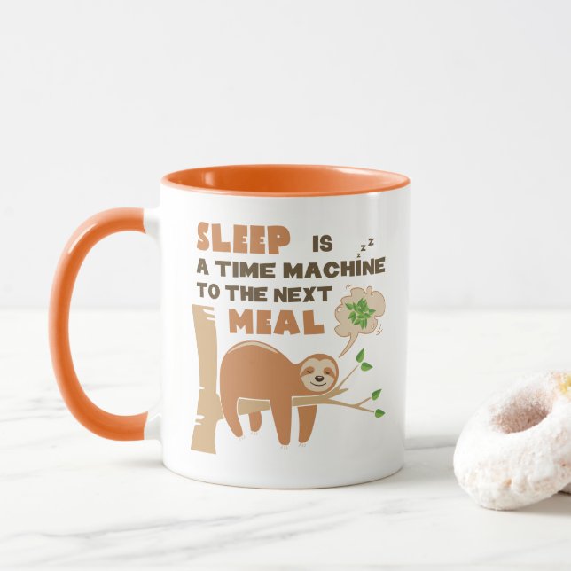 Taza Lazybone Sloth quien ama comer y deliciosa comida (Con donut)