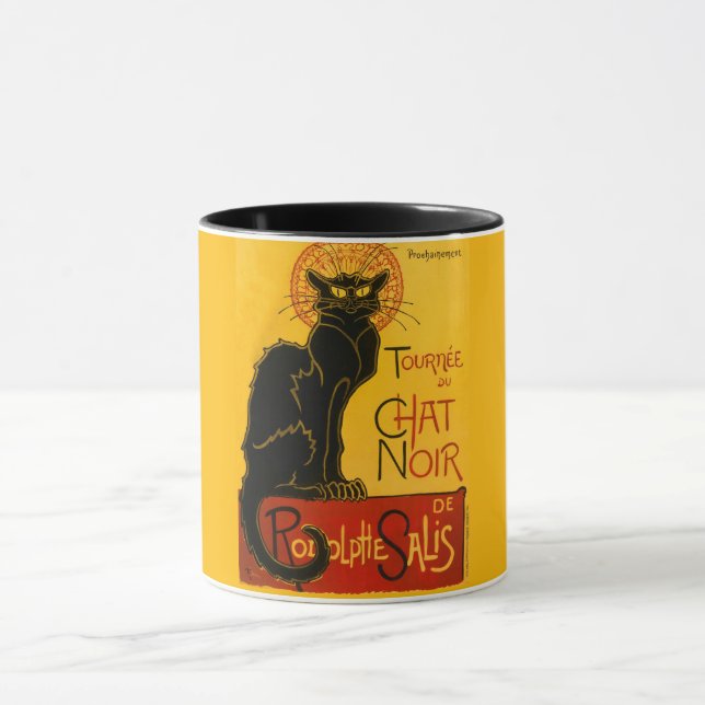 Taza Le Chat Noir Viejo Gato Negro Art Nouveau Retro (Centro)