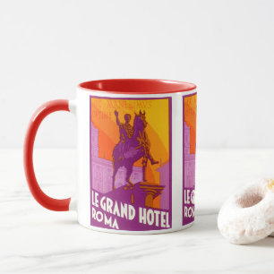Taza Le Grand Hotel Roma Estatua, Italia, Viajes Antigu