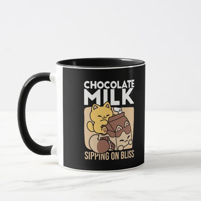 Taza Leche de Chocolate Sorbiendo Felicidad – Comida de (Izquierda)