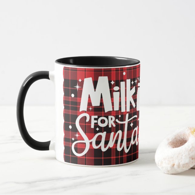 Taza Leche para Navidades de Santa Holiday Plaid (Con donut)