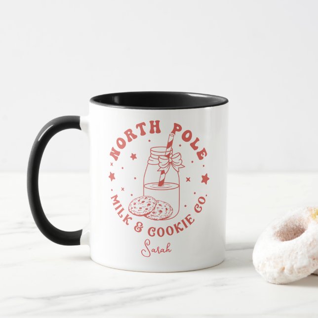 Taza Leche Y Café De La Compañía Santa Claus Del Polo N (Con donut)