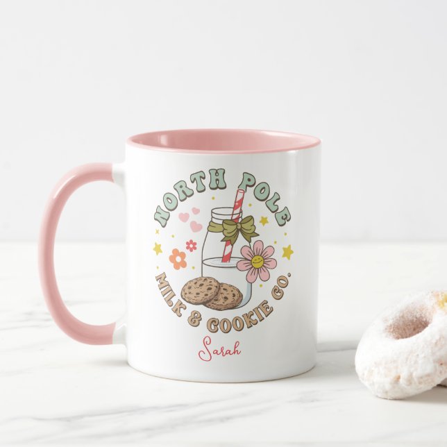 Taza Leche Y Café De La Compañía Santa Claus Del Polo N (Con donut)
