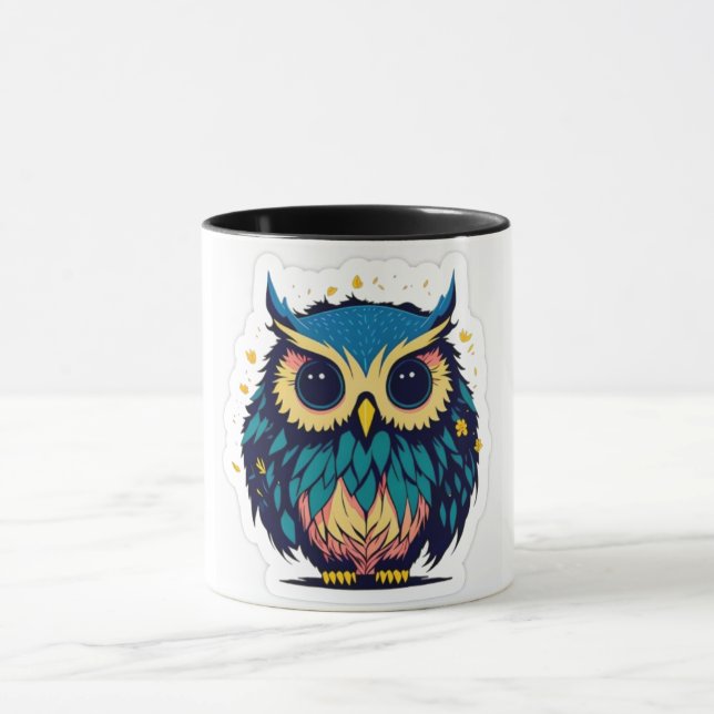 Taza Lechuza azul cúrcuma de dos tonos de café (Centro)