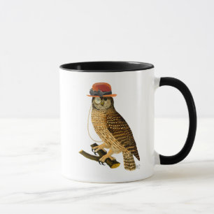Taza Lechuza con Gorra del Bowler al estilo Steampunk