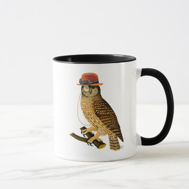Taza Lechuza con Gorra del Bowler al estilo Steampunk (Derecha)