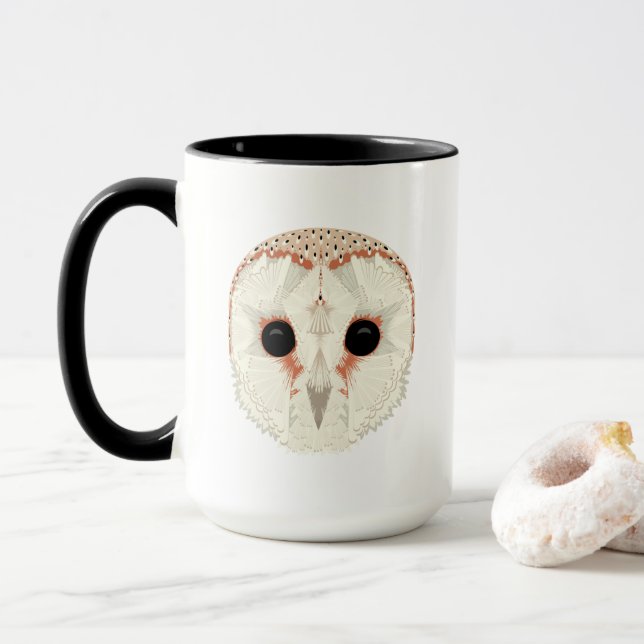 Taza Lechuza de grano de 15 onzas. Mug Black (Con donut)