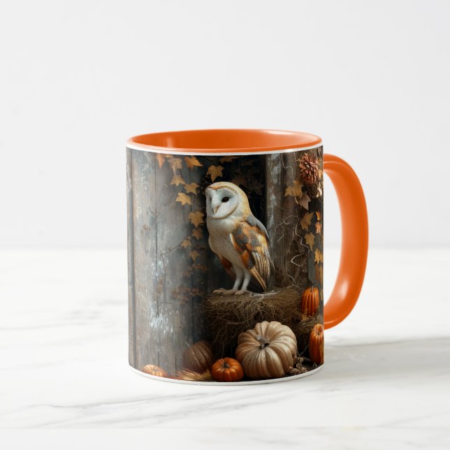 Taza Lechuza de grano y madera de granero de época otoñ (Anverso derecho)
