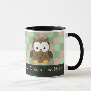 Taza Lechuza marrón con arco rosado