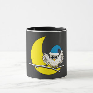 Taza Lechuza nevada en una nueva noche de invierno en l