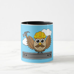 Taza Lechuza trabajadora de construcción con Personaliz