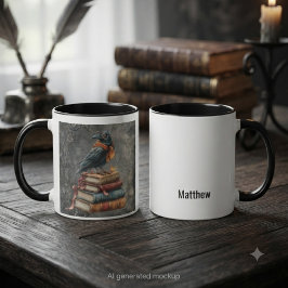 Taza Lector gótico de cuervo académico estético