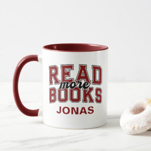 Taza Lee Más Libros Lectores Marrón Varsity Amante de l