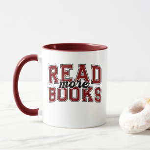 Taza Lee Más Libros Lectores Marrón Varsity Bookworm