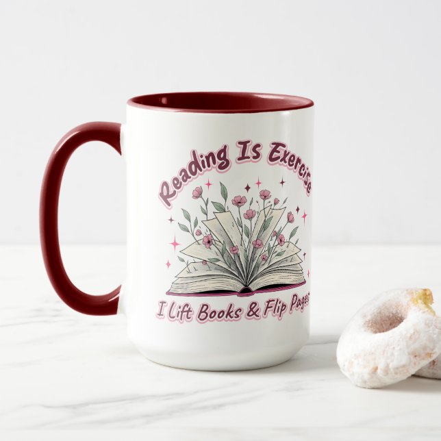 Taza Leer es ejercicio... (Con donut)