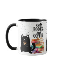Leer libros café de gato negro lindo