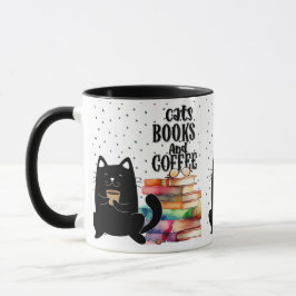 Taza Leer libros café de gato negro lindo