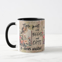 Taza Leer libros de animales de gatos trillados