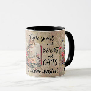 Taza Leer libros de animales de gatos trillados