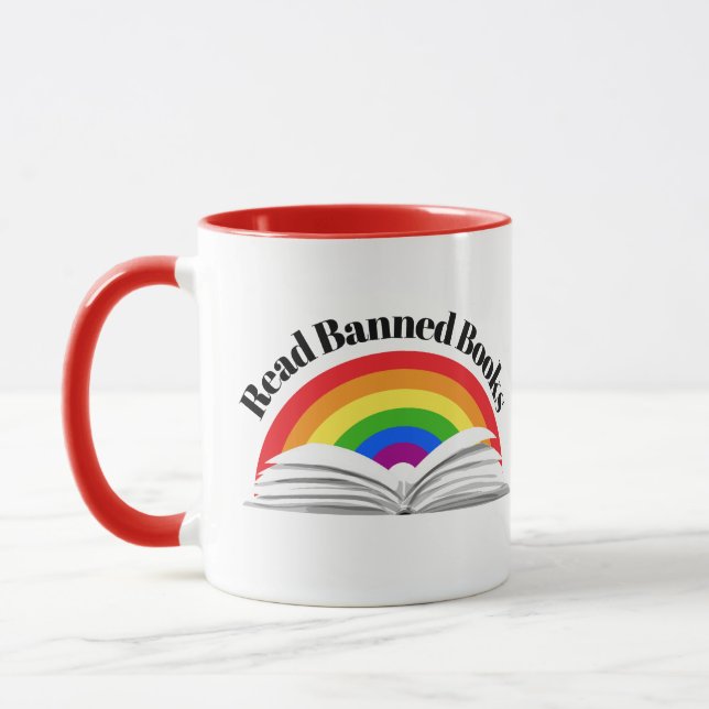 Taza Leer libros prohibidos Arcoiris (Izquierda)
